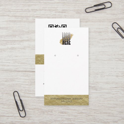 Earring Display Logo QR Code Social Media White  Business Card
