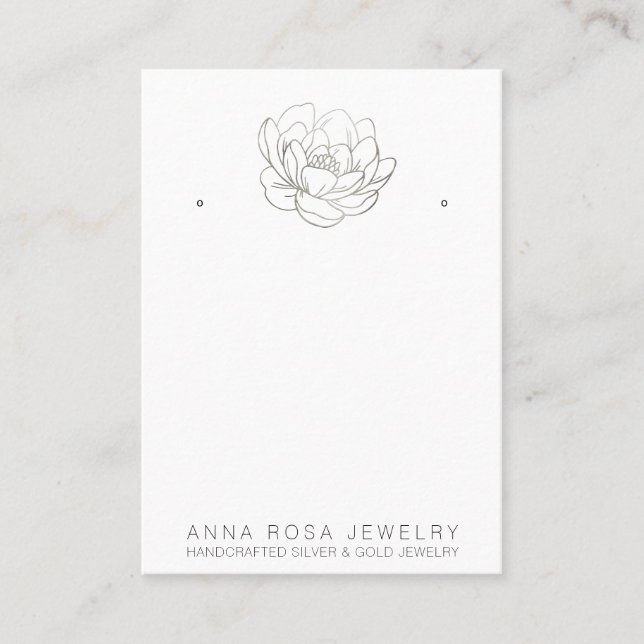 *~* EARRING DISPLAY QR Silver Glitter Flower Busin Business Card (Front)