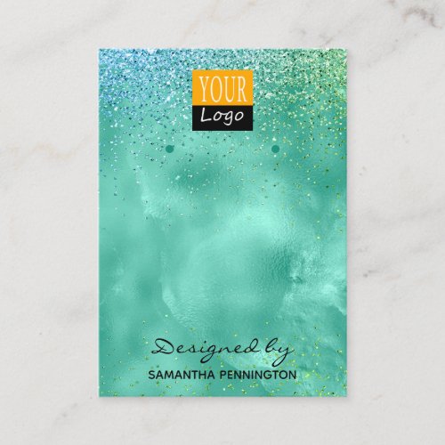 Earring Display Teal Faux Foil  Glitter Business Card