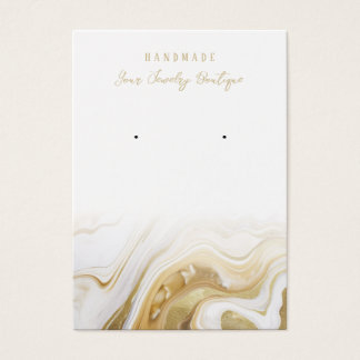 Earring Gold White Marble Agate Display Cards