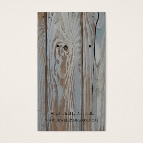 Earring Holder Rustic Teal Blue Barn Wood Business Card