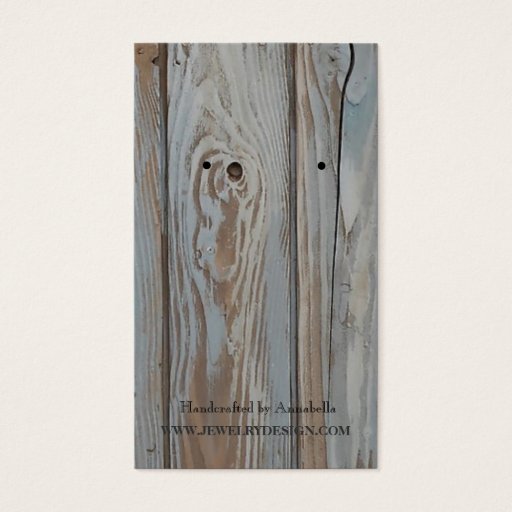 Customizable Earring Holder Rustic Teal Blue Barn Wood Business Card