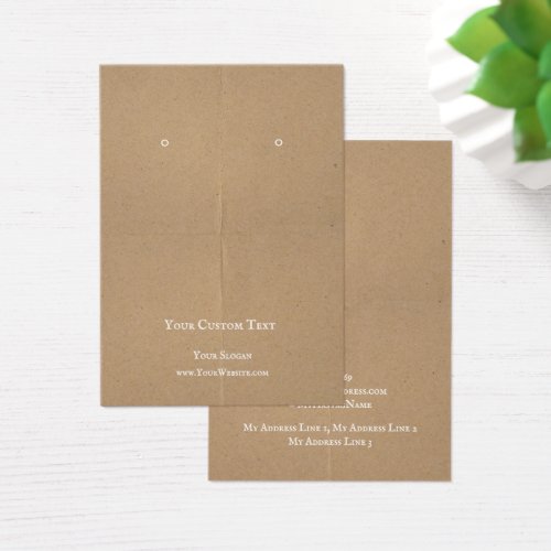 Earring Jeweller Display Card Brown Kraft Texture