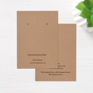 Earring Jeweller Display Card, Rustic Brown Kraft 