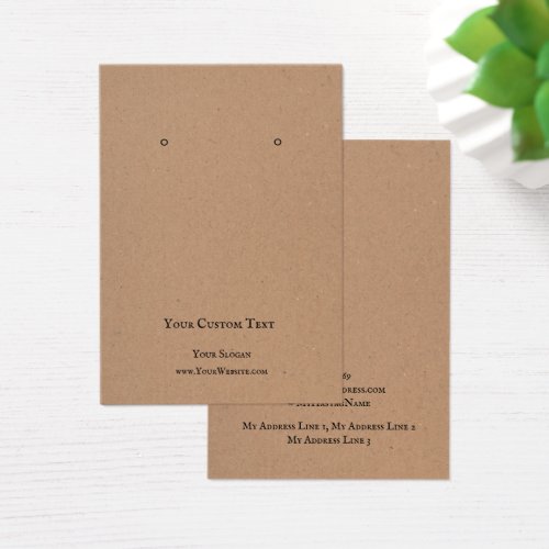 Earring Jeweller Display Card Rustic Brown Kraft 