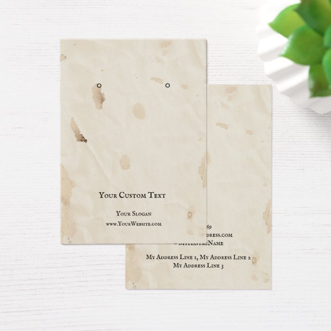 Earring Jewellery Display Card, Aged Light Brown (Desk)