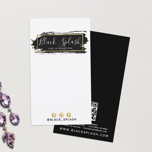 Earring Jewelry Display Black  Gold Paint Stroke Business Card