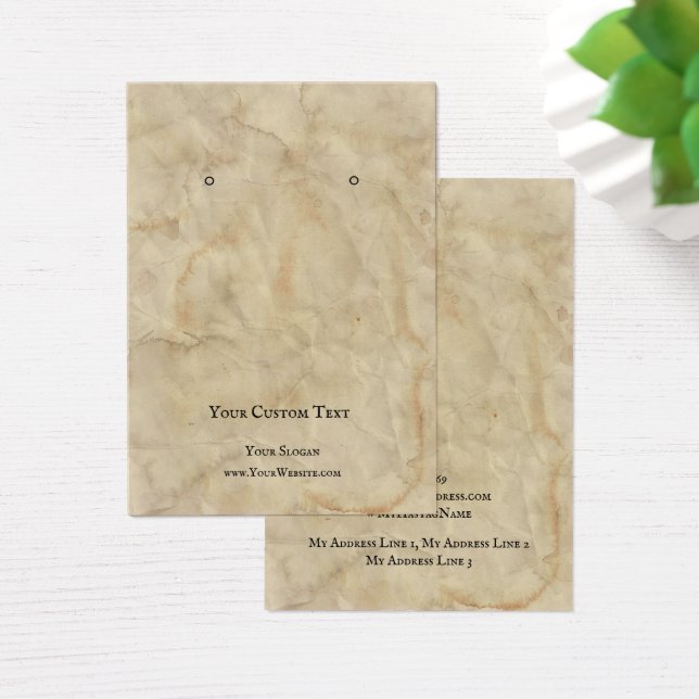 Earring Jewelry Display Card, Aged Brown Texture (Desk)