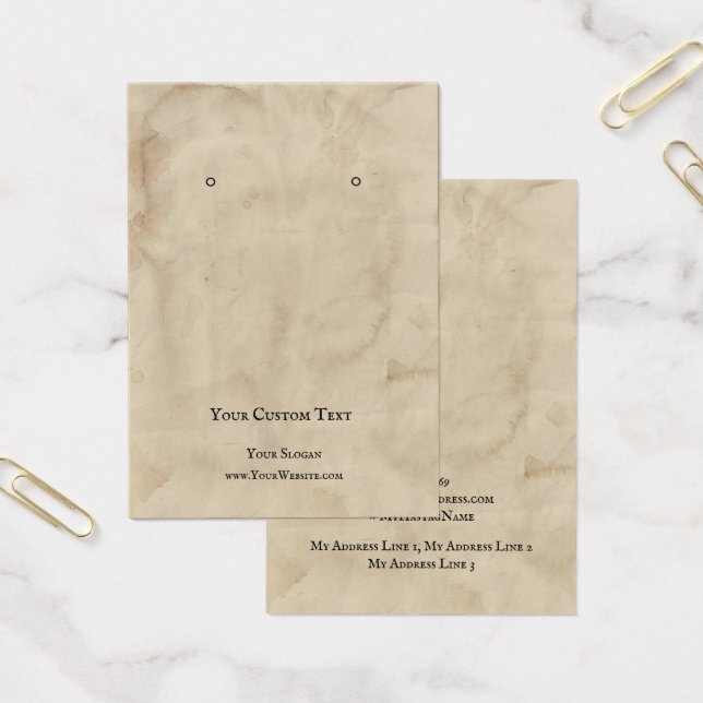 Earring Jewelry Display Card, Aged Brown Texture (Office)