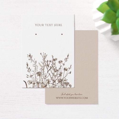 Earring Jewelry Display Card  Earthy Floral