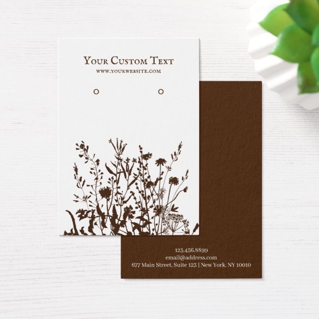 Earring Jewelry Display Card • Earthy Floral (Desk)