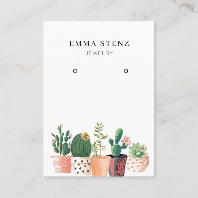Earring Jewelry Display Card • Flowering Cactus (Front)