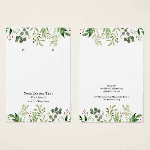 Earring Jewelry Display Card Greenery Watercolor