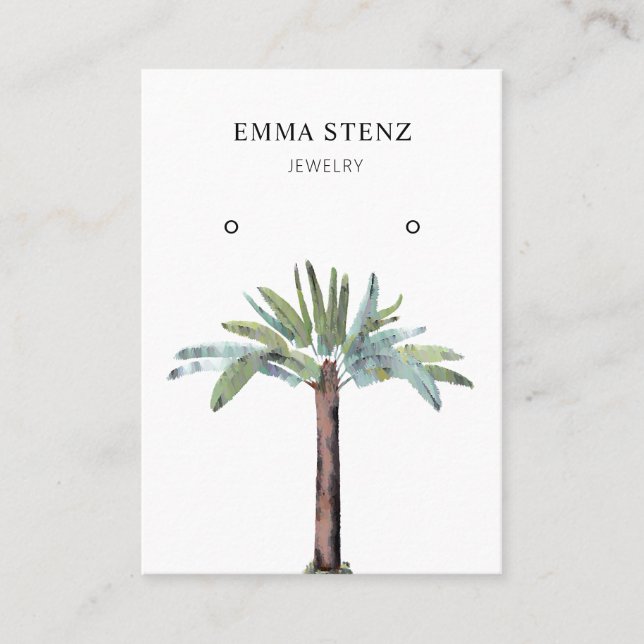 Earring Jewelry Display Card • Pastel Palm Tree (Front)
