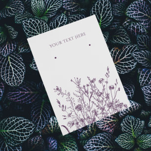 Earring Jewelry Display Card • Purple Wild Floral