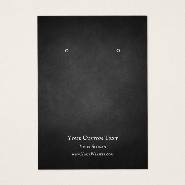 Earring Jewelry Display Card, Rustic Chalkboard (Front)