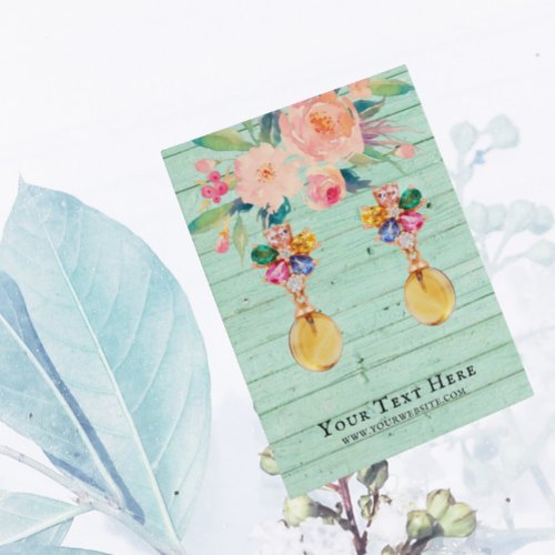 Earring Jewelry Display Card  Rustic Floral