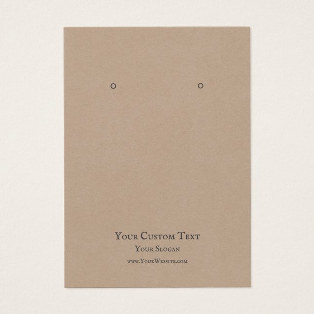 Earring Jewelry Display Card, Rustic Kraft (Front)