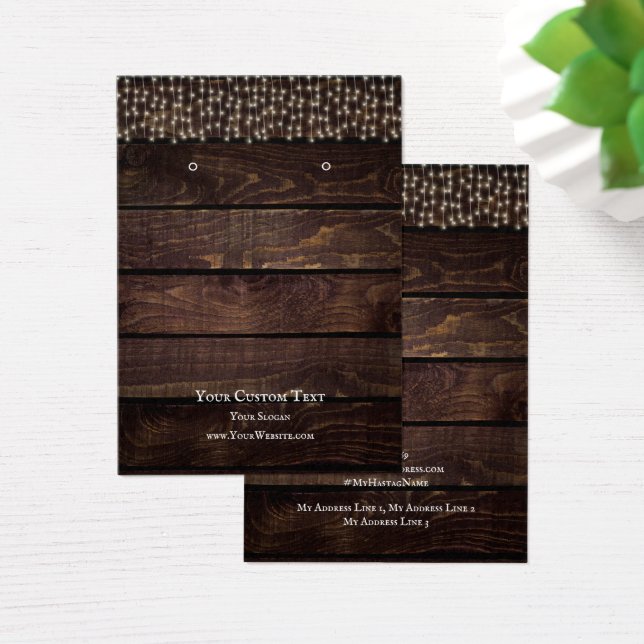 Earring Jewelry Display Card, Rustic String lights (Desk)