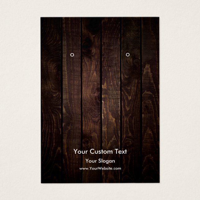 Earring Jewelry Display Card, Rustic Wood themed (Front)