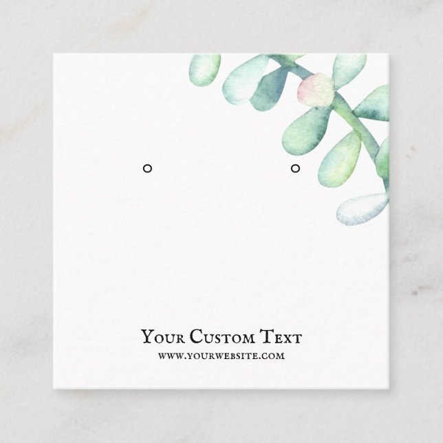 Earring Jewelry Display Card • Succulent Cactus (Front)