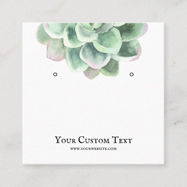 Earring Jewelry Display Card • Succulent Flower (Front)