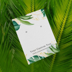 Earring Jewelry Display Card • Tropical Green Gold