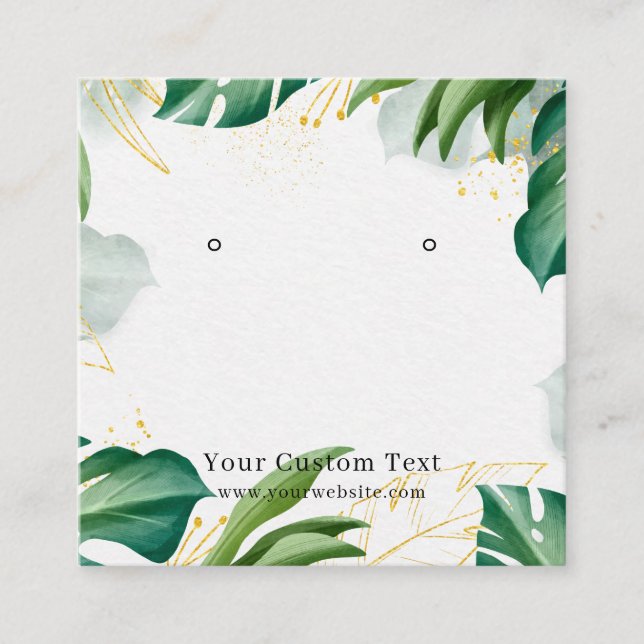 Earring Jewelry Display Card • Tropical Green Gold (Front)