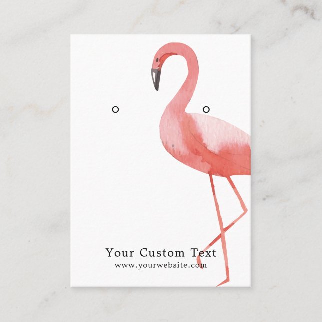 Earring Jewelry Display Card • Watercolor Flamingo (Front)