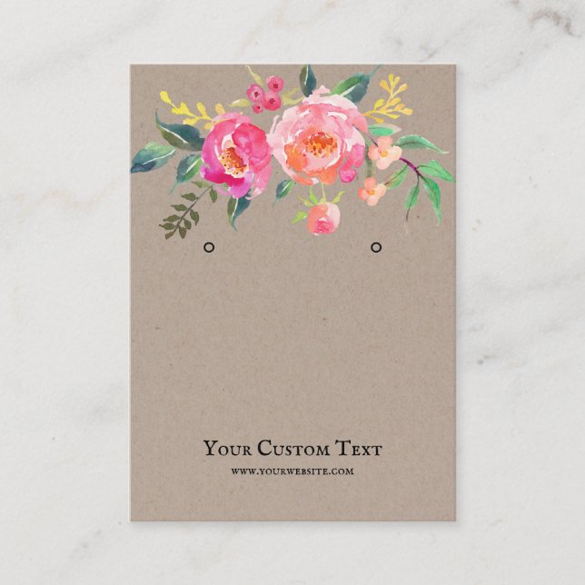 Earring Jewelry Display Card • Watercolor Floral  (Front)