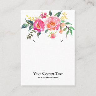 Earring Jewelry Display Card • Watercolor Floral