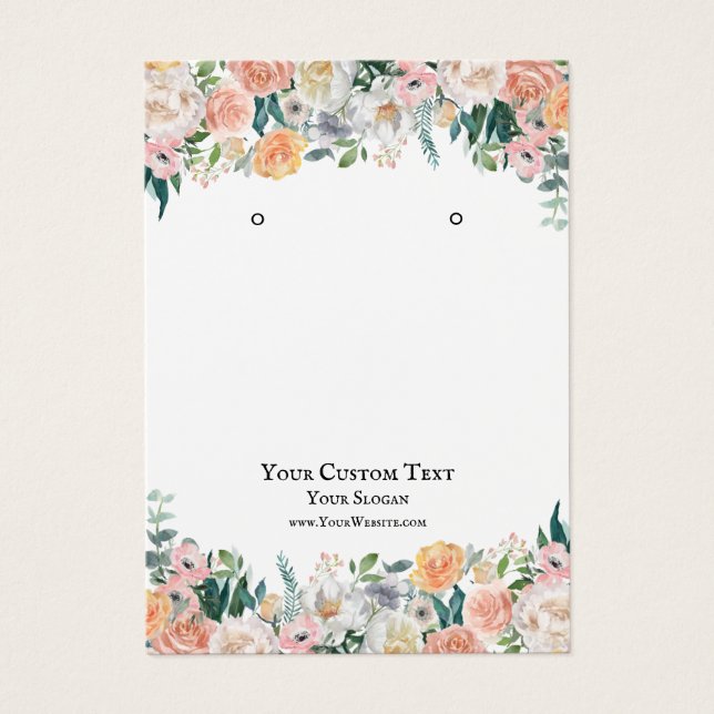 Earring Jewelry Display Card, Watercolor florals (Front)
