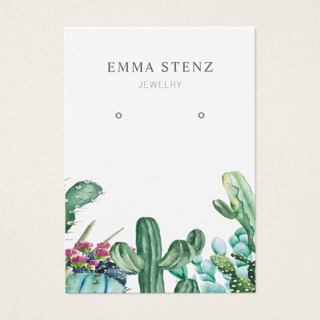 Earring Jewelry Display Cards • Flowering Cactus  (Front)