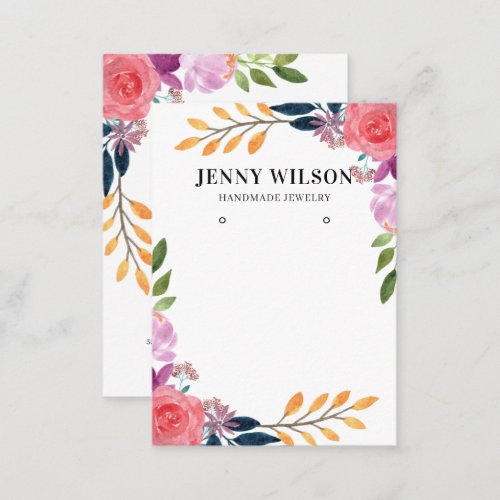 Earring Jewelry Display Holder  Watercolor Floral Business Card