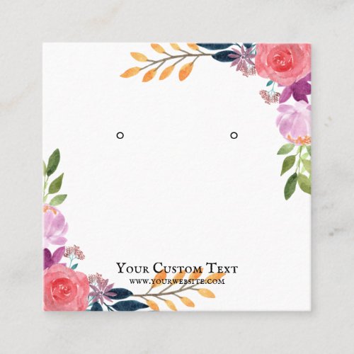 Earring Jewelry Display Holder  Watercolor Floral Square Business Card