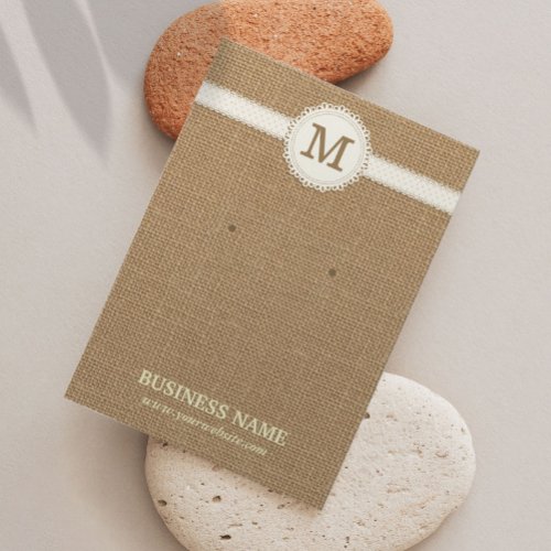 Monogram Burlap Earring &amp; Jewelry Display Cards Business Card