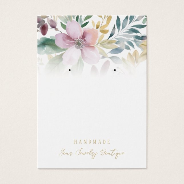Earring Watercolor Flowers Jewelry Display Cards (Front)