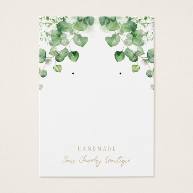 Earring Watercolor Greenery Jewelry Display Cards (Front)
