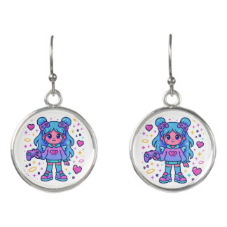 Earrings Kawaii Blue Gamer – Cute Magic Accessor
