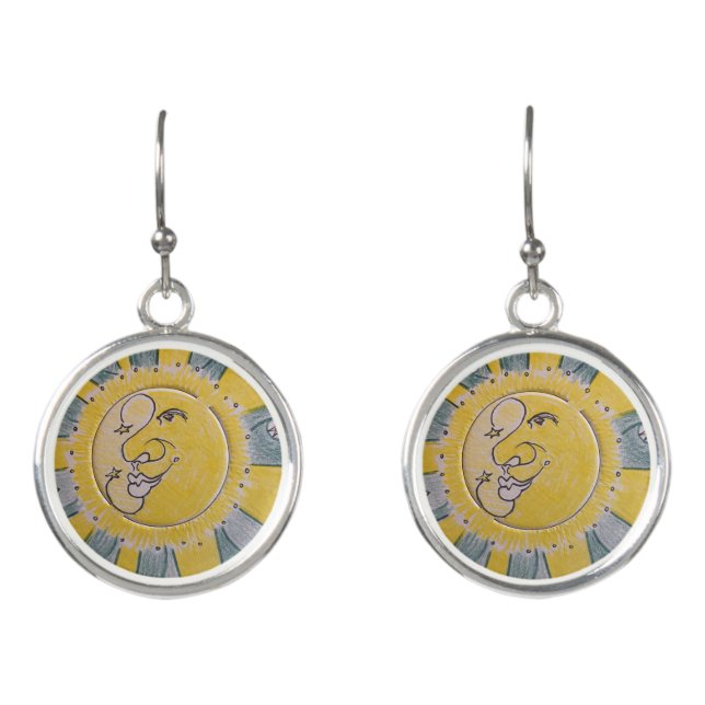 Earrings w/original Sun drawing by Tony Cimino (Front)