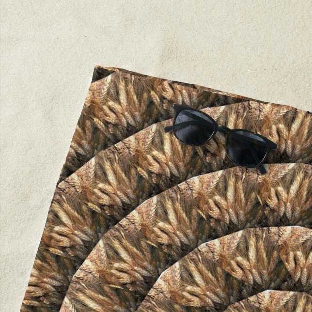 Ears Of Wheat In A Spiral Wheat Pattern, Beach Towel (In Situ)