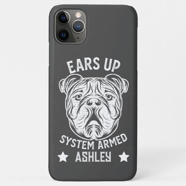 Ears Up System Armed English Bulldogs Funny Case-Mate iPhone Case (Back)