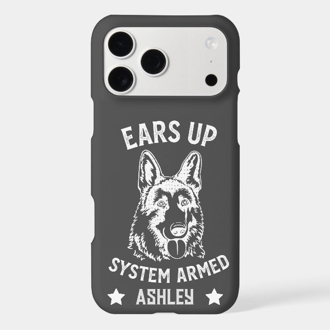 Ears Up System Armed German Shepherds Funny Iphone Case (Back)