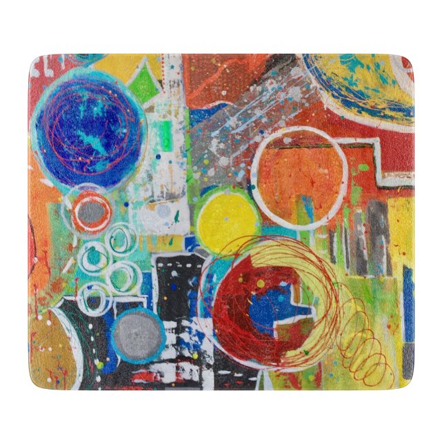 Earth 360 6 x 7 Deco Glass Cutting Board (Front)