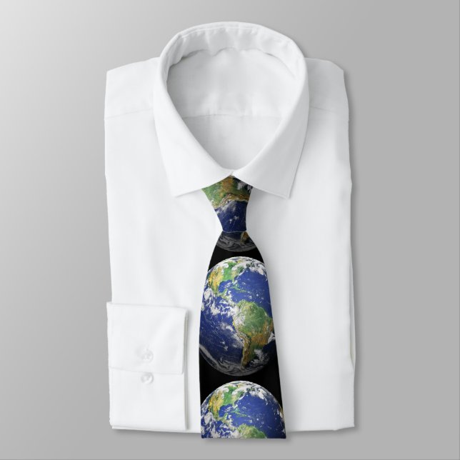 Earth - 3D Effect Neck Tie (Tied)