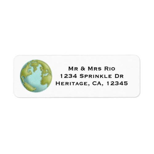 Earth 3D Stitched Pattern Address Label