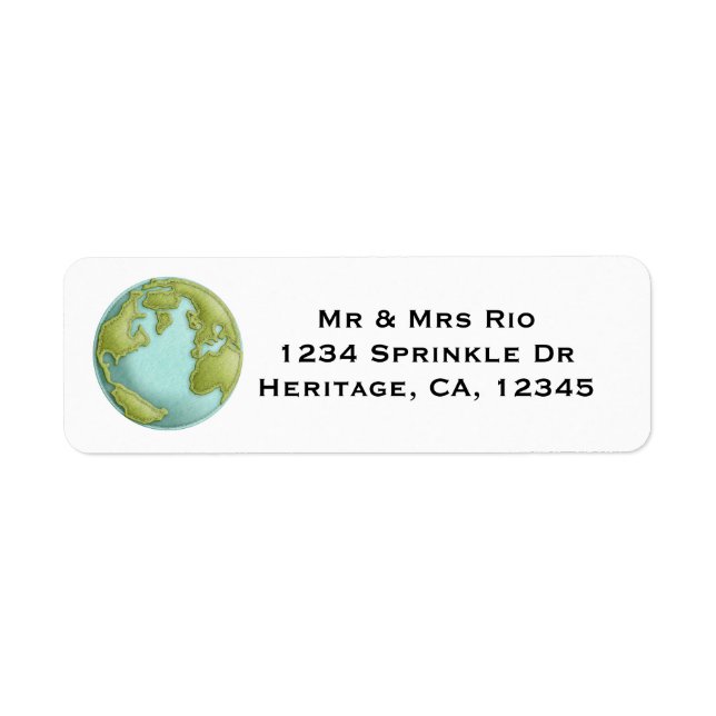 Earth 3D Stitched Pattern Address Label (Front)