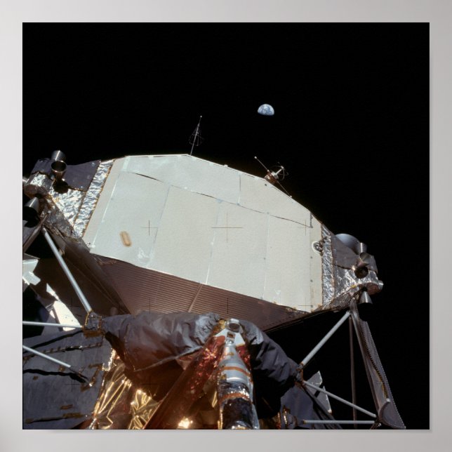 Earth above Apollo 11 Lunar Module "Eagle" Poster (Front)