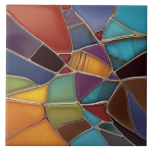 Earth Air Fire Faux Mosaic Shards Abstract Ceramic Tile