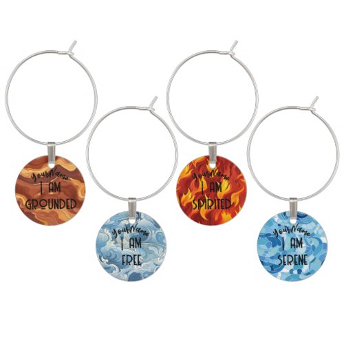 Earth Air Fire Water Four Elements Add Name Wine Charm